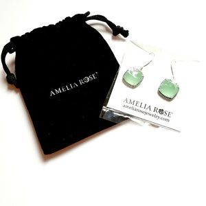 Amelia Rose Paris Cushion - Mint Silver Earrings